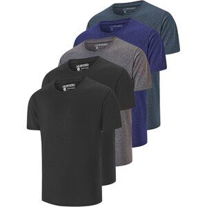 Men's 5 Pack Dry Fit T Shirts 2 Athletic Running Gym Workout Short Sleeve